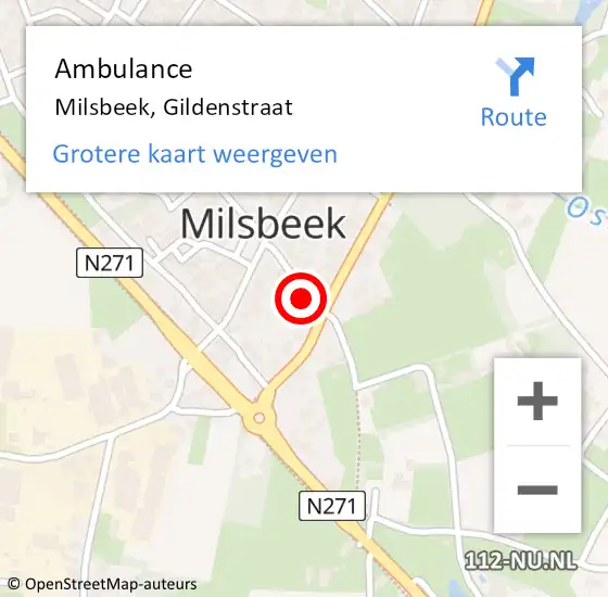 Locatie op kaart van de 112 melding: Ambulance Milsbeek, Gildenstraat op 31 mei 2019 17:15