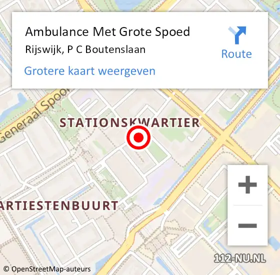 Locatie op kaart van de 112 melding: Ambulance Met Grote Spoed Naar Rijswijk, P C Boutenslaan op 31 mei 2019 17:37