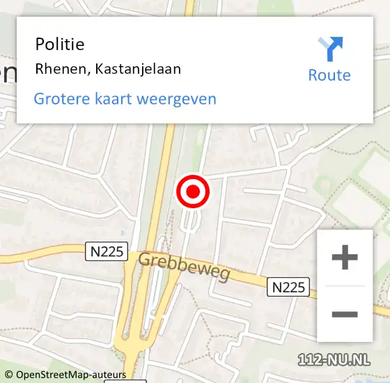 Locatie op kaart van de 112 melding: Politie Rhenen, Kastanjelaan op 31 mei 2019 17:39