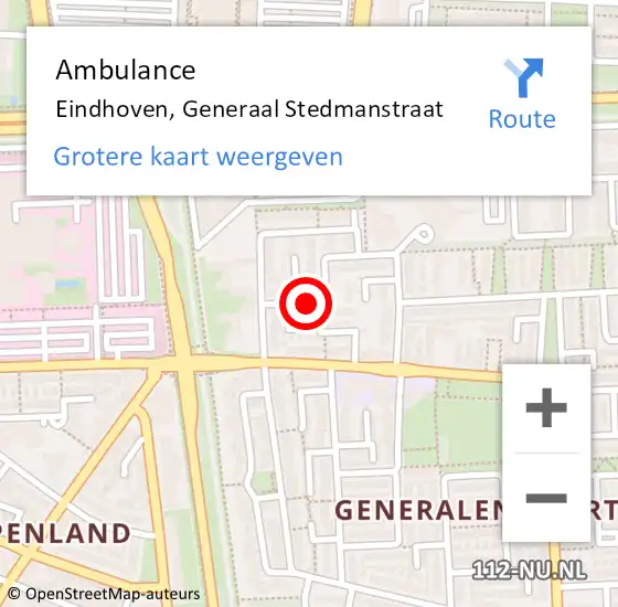 Locatie op kaart van de 112 melding: Ambulance Eindhoven, Generaal Stedmanstraat op 31 mei 2019 17:42