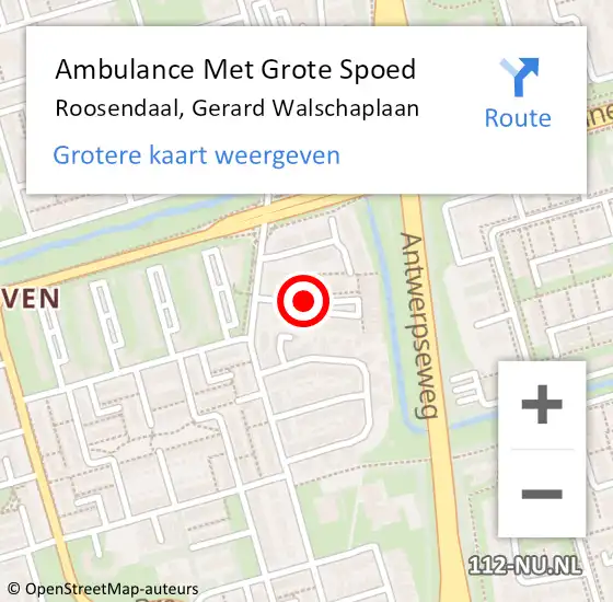 Locatie op kaart van de 112 melding: Ambulance Met Grote Spoed Naar Roosendaal, Gerard Walschaplaan op 31 mei 2019 17:48