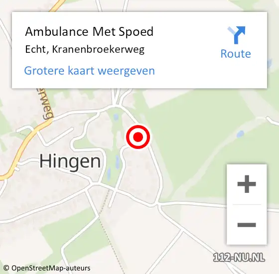 Locatie op kaart van de 112 melding: Ambulance Met Spoed Naar Echt, Kranenbroekerweg op 31 mei 2019 17:52