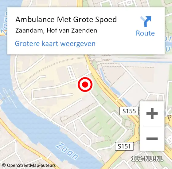 Locatie op kaart van de 112 melding: Ambulance Met Grote Spoed Naar Zaandam, Hof van Zaenden op 31 mei 2019 17:53