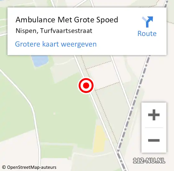 Locatie op kaart van de 112 melding: Ambulance Met Grote Spoed Naar Nispen, Turfvaartsestraat op 31 mei 2019 19:05