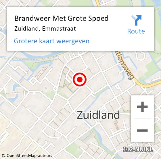 Locatie op kaart van de 112 melding: Brandweer Met Grote Spoed Naar Zuidland, Emmastraat op 31 mei 2019 19:54