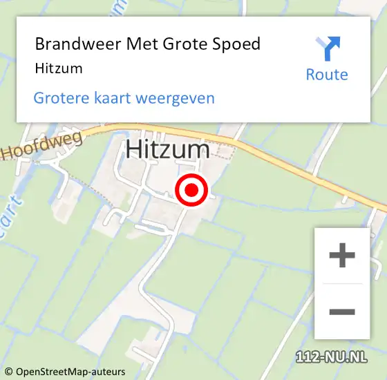 Locatie op kaart van de 112 melding: Brandweer Met Grote Spoed Naar Hitzum op 31 mei 2019 19:59