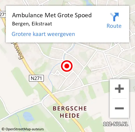 Locatie op kaart van de 112 melding: Ambulance Met Grote Spoed Naar Bergen, Eikstraat op 31 mei 2019 21:11