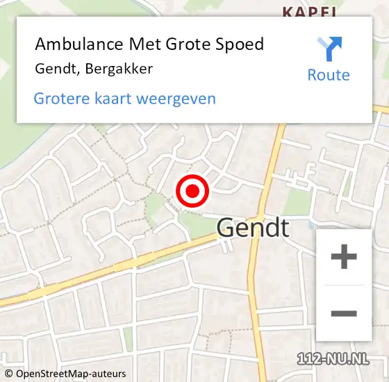 Locatie op kaart van de 112 melding: Ambulance Met Grote Spoed Naar Gendt, Bergakker op 31 mei 2019 21:26