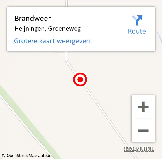 Locatie op kaart van de 112 melding: Brandweer Heijningen, Groeneweg op 31 mei 2019 21:40