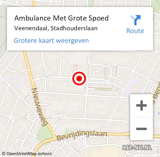 Locatie op kaart van de 112 melding: Ambulance Met Grote Spoed Naar Veenendaal, Stadhouderslaan op 31 mei 2019 21:45