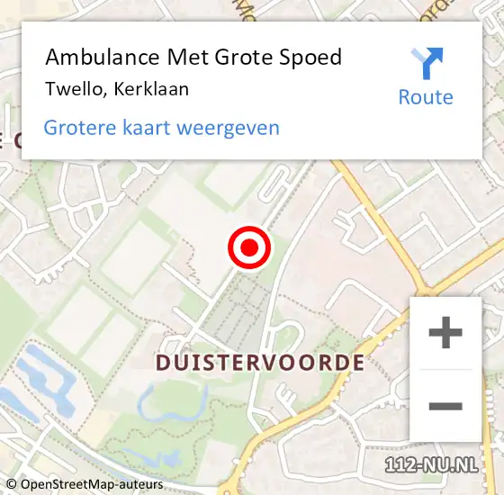 Locatie op kaart van de 112 melding: Ambulance Met Grote Spoed Naar Twello, Kerklaan op 31 mei 2019 22:06