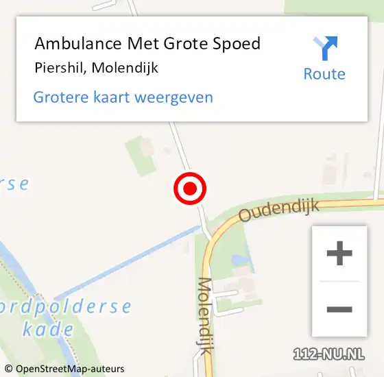 Locatie op kaart van de 112 melding: Ambulance Met Grote Spoed Naar Piershil, Molendijk op 31 mei 2019 22:48