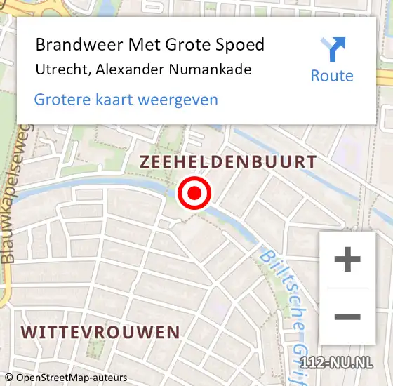 Locatie op kaart van de 112 melding: Brandweer Met Grote Spoed Naar Utrecht, Alexander Numankade op 31 mei 2019 22:55