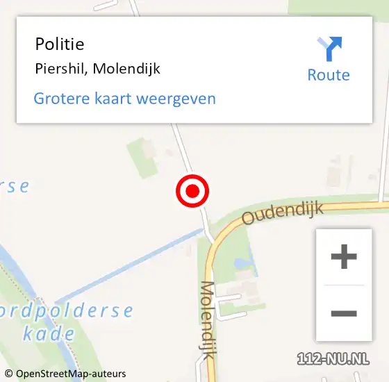 Locatie op kaart van de 112 melding: Politie Piershil, Molendijk op 31 mei 2019 23:02