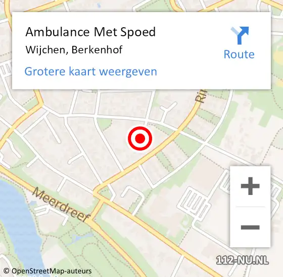 Locatie op kaart van de 112 melding: Ambulance Met Spoed Naar Wijchen, Berkenhof op 1 juni 2019 00:03