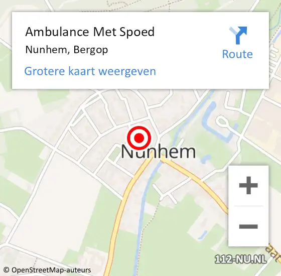 Locatie op kaart van de 112 melding: Ambulance Met Spoed Naar Nunhem, Bergop op 2 april 2014 22:21