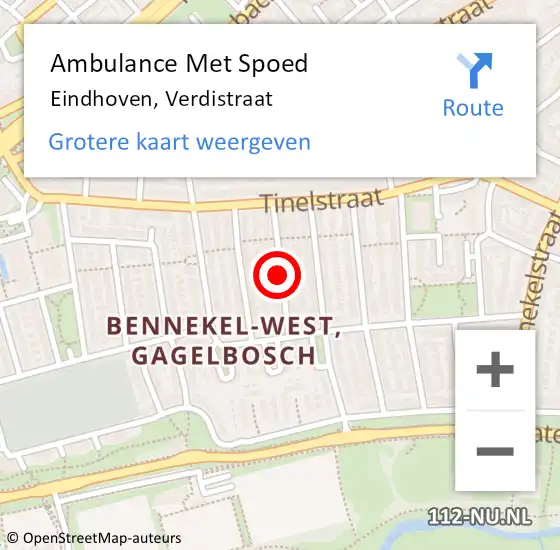 Locatie op kaart van de 112 melding: Ambulance Met Spoed Naar Eindhoven, Verdistraat op 1 juni 2019 00:33