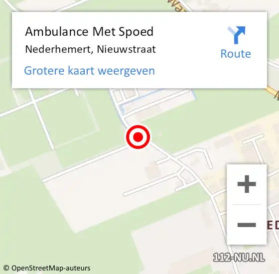 Locatie op kaart van de 112 melding: Ambulance Met Spoed Naar Nederhemert, Nieuwstraat op 1 juni 2019 01:30