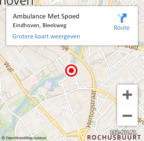 Locatie op kaart van de 112 melding: Ambulance Met Spoed Naar Eindhoven, Bleekweg op 1 juni 2019 02:38