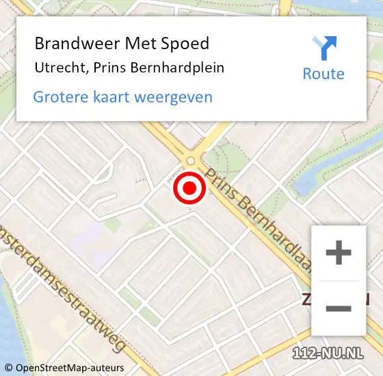 Locatie op kaart van de 112 melding: Brandweer Met Spoed Naar Utrecht, Prins Bernhardplein op 1 juni 2019 05:13