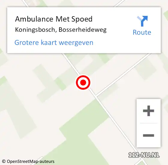 Locatie op kaart van de 112 melding: Ambulance Met Spoed Naar Koningsbosch, Bosserheideweg op 1 juni 2019 06:51