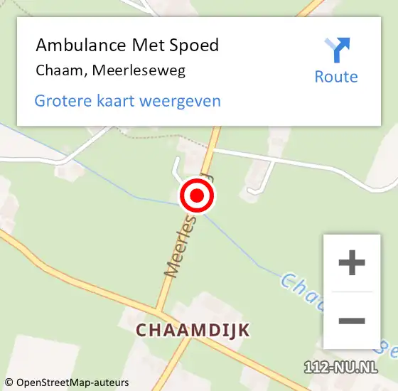 Locatie op kaart van de 112 melding: Ambulance Met Spoed Naar Chaam, Meerleseweg op 1 juni 2019 07:21