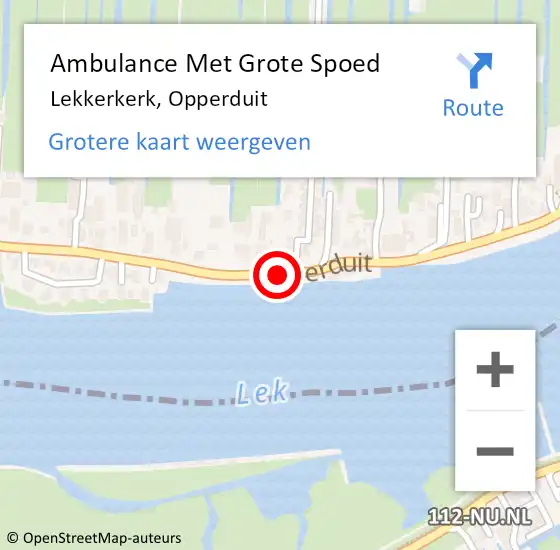 Locatie op kaart van de 112 melding: Ambulance Met Grote Spoed Naar Lekkerkerk, Opperduit op 1 juni 2019 08:46
