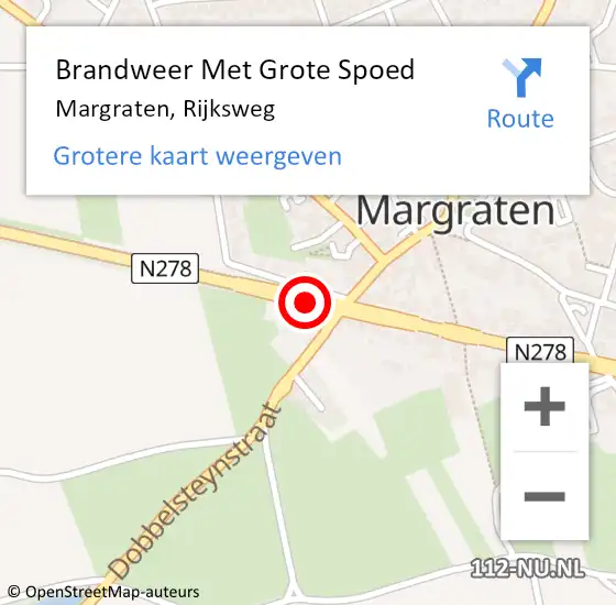 Locatie op kaart van de 112 melding: Brandweer Met Grote Spoed Naar Margraten, Rijksweg op 1 juni 2019 08:50
