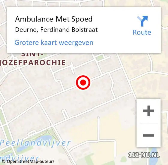 Locatie op kaart van de 112 melding: Ambulance Met Spoed Naar Deurne, Ferdinand Bolstraat op 1 juni 2019 09:15