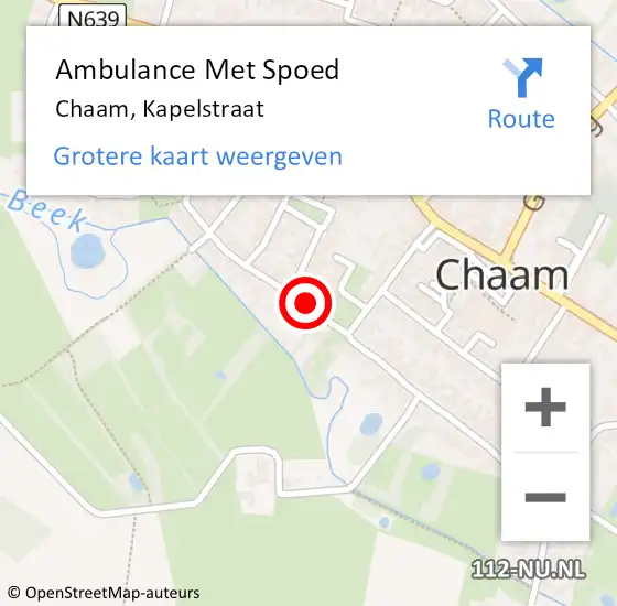 Locatie op kaart van de 112 melding: Ambulance Met Spoed Naar Chaam, Kapelstraat op 1 juni 2019 09:20