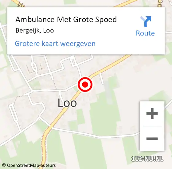 Locatie op kaart van de 112 melding: Ambulance Met Grote Spoed Naar Bergeijk, Loo op 1 juni 2019 09:33