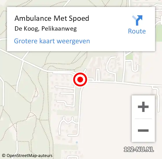 Locatie op kaart van de 112 melding: Ambulance Met Spoed Naar De Koog, Pelikaanweg op 1 juni 2019 09:39