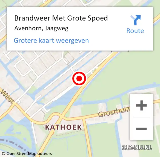 Locatie op kaart van de 112 melding: Brandweer Met Grote Spoed Naar Avenhorn, Jaagweg op 1 juni 2019 10:37