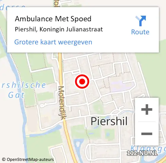 Locatie op kaart van de 112 melding: Ambulance Met Spoed Naar Piershil, Koningin Julianastraat op 1 juni 2019 11:03