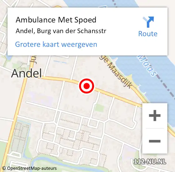 Locatie op kaart van de 112 melding: Ambulance Met Spoed Naar Andel, Burg van der Schansstr op 1 juni 2019 11:22