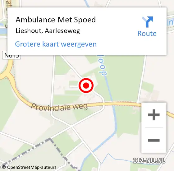 Locatie op kaart van de 112 melding: Ambulance Met Spoed Naar Lieshout, Aarleseweg op 1 juni 2019 12:38