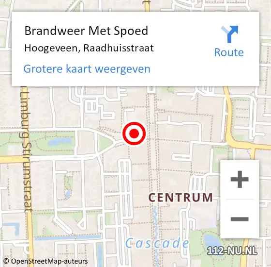 Locatie op kaart van de 112 melding: Brandweer Met Spoed Naar Hoogeveen, Raadhuisstraat op 2 april 2014 23:45