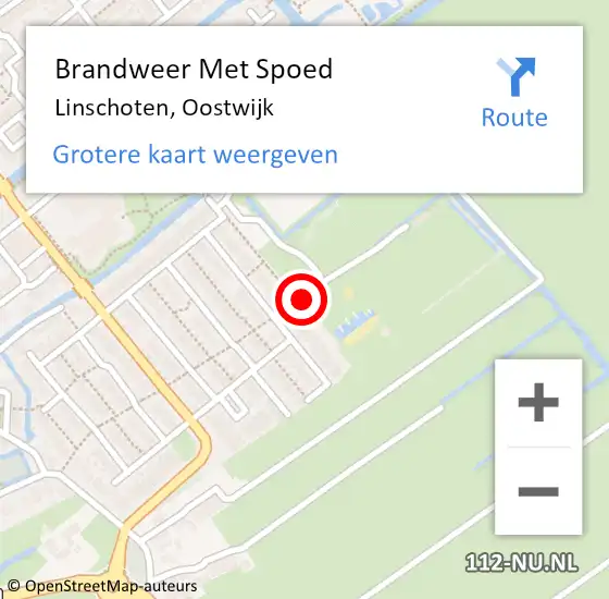 Locatie op kaart van de 112 melding: Brandweer Met Spoed Naar Linschoten, Oostwijk op 1 juni 2019 13:06