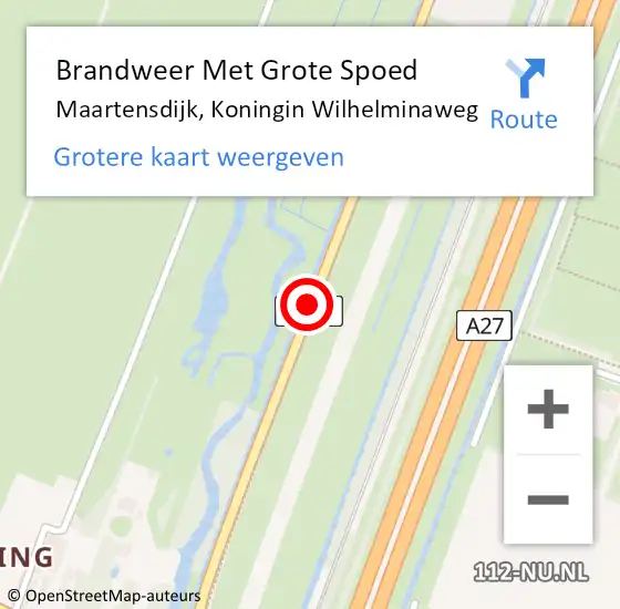 Locatie op kaart van de 112 melding: Brandweer Met Grote Spoed Naar Maartensdijk, Koningin Wilhelminaweg op 1 juni 2019 13:12
