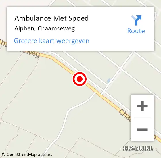 Locatie op kaart van de 112 melding: Ambulance Met Spoed Naar Alphen, Chaamseweg op 1 juni 2019 13:44
