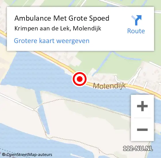 Locatie op kaart van de 112 melding: Ambulance Met Grote Spoed Naar Krimpen aan de Lek, Molendijk op 1 juni 2019 14:03