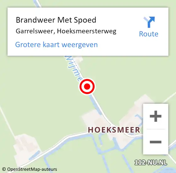 Locatie op kaart van de 112 melding: Brandweer Met Spoed Naar Garrelsweer, Hoeksmeersterweg op 1 juni 2019 14:24