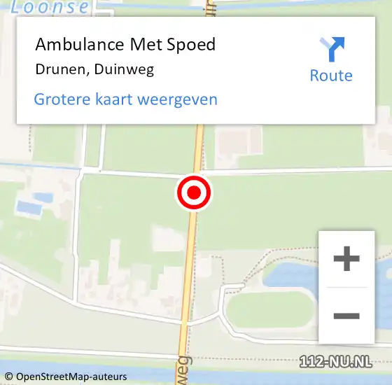 Locatie op kaart van de 112 melding: Ambulance Met Spoed Naar Drunen, Duinweg op 1 juni 2019 14:36