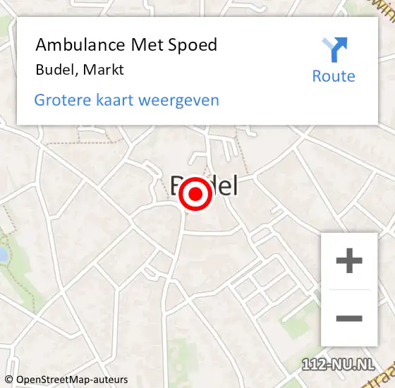 Locatie op kaart van de 112 melding: Ambulance Met Spoed Naar Budel, Markt op 1 juni 2019 14:54