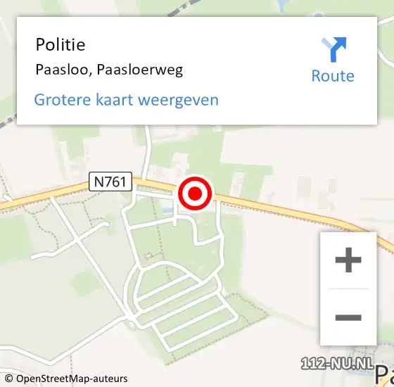 Locatie op kaart van de 112 melding: Politie Paasloo, Paasloerweg op 1 juni 2019 15:25