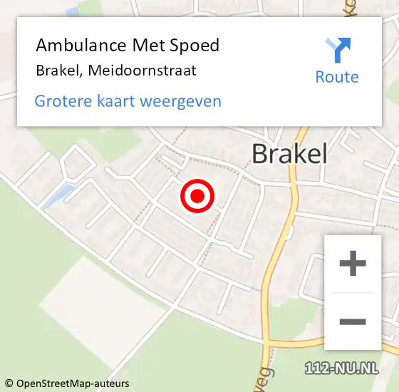 Locatie op kaart van de 112 melding: Ambulance Met Spoed Naar Brakel, Meidoornstraat op 1 juni 2019 15:59