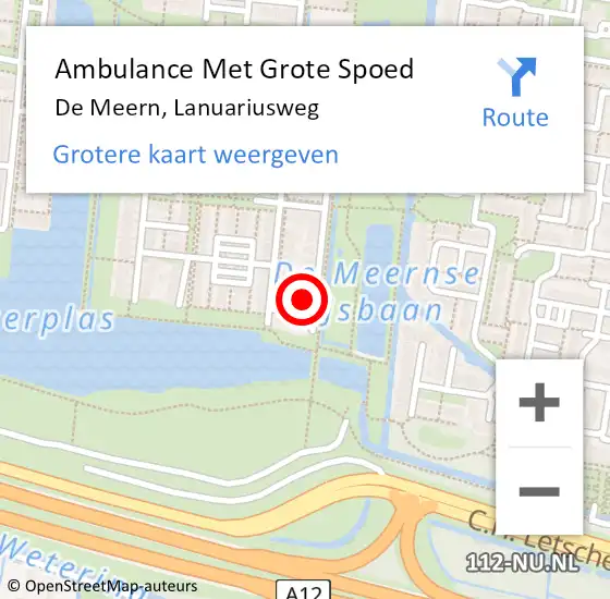 Locatie op kaart van de 112 melding: Ambulance Met Grote Spoed Naar De Meern, Lanuariusweg op 3 april 2014 00:59