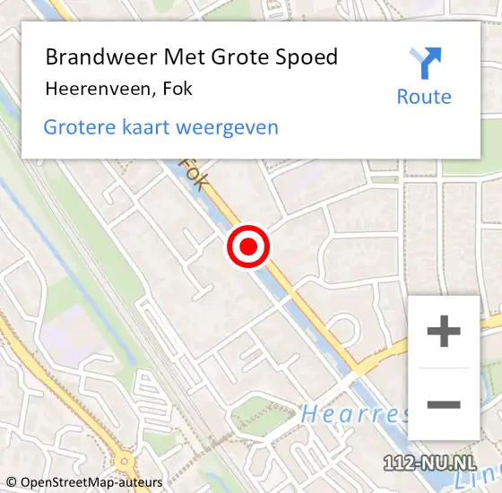 Locatie op kaart van de 112 melding: Brandweer Met Grote Spoed Naar Heerenveen, Fok op 1 juni 2019 16:21