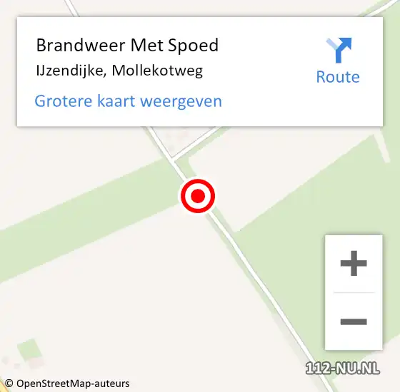 Locatie op kaart van de 112 melding: Brandweer Met Spoed Naar IJzendijke, Mollekotweg op 1 juni 2019 16:28