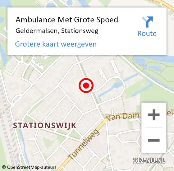 Locatie op kaart van de 112 melding: Ambulance Met Grote Spoed Naar Geldermalsen, Stationsweg op 1 juni 2019 16:55